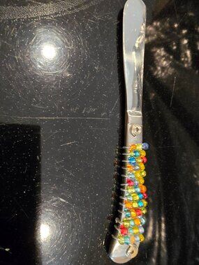 Vintage Beaded Canape Knife or Spreader 6"